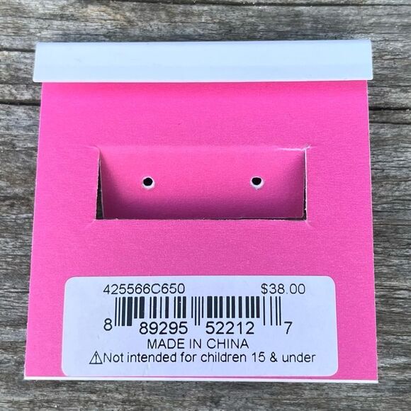 NWT New Betsey Johnson Pink and Gold Heart Earrings w/Rhinestone & Pearl Accents - Picture 5 of 5